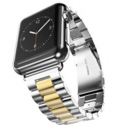 Стальний ремінець Stainless Steel Braslet 3 Beads на Apple Watch (42mm, 44mm, 45mm, 46mm, 49mm Silver-Gold)