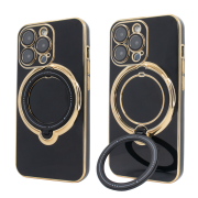 Чохол для iPhone 12 Pro Holder Glitter Shining Сase with MagSafe з підставкою та захисними лінзами на камеру Black