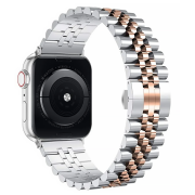 Стальний ремінець для Apple Watch (38mm, 40mm, 41mm, [42mm Series 10/11]) Braslet 5 Beads (Silver - Rose Gold)