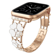 Ремінець Flower Steel Band для Apple Watch 42mm | 44mm | 45mm | 46mm | 49mm Rose Gold - White