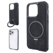 Чохол для iPhone 15 Pro Max Metal Bumpers Suede Case with MagSafe Stand - Black