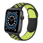 Ремінець силіконовий Nike Sport Band на Apple Watch 38mm, 40mm, 41mm, [42mm Series 10/11] - Black-Green