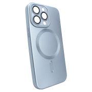 Чохол матовий Matte Silicone with MagSafe для iPhone 14 Pro Max із захисними лінзами на камеру Sierra Blue