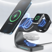 Безпровідна зарядка Magsafe 4 в 1 Open Wireless Era (iPhone+Phone+Apple Watch+AirPods) (Black)