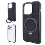 Чохол для iPhone 15 Pro Metal Bumpers Suede Case with MagSafe Stand - Black Чохол для iPhone 15 Pro Metal Bumpers Suede Case with MagSafe Stand - Black