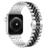 Стальний ремінець для Apple Watch (42mm, 44mm, 45mm, 46mm, 49mm) Braslet 5 Beads (Silver - Black)