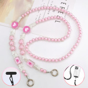 Crossbody Chain "Bead-in-Bead" (Hearts & Butterflies – Pink)
