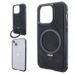 Чохол для iPhone 15 Metal Bumpers Suede Case with MagSafe Stand - Black Чохол для iPhone 15 Metal Bumpers Suede Case with MagSafe Stand - Black