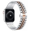 Стальний ремінець для Apple Watch (42mm, 44mm, 45mm, 46mm, 49mm) Braslet 5 Beads (Silver - Rose Gold)