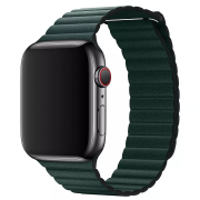 Шкіряний ремінець Leather Loop Band на Apple Watch 42mm | 44mm | 45mm | 46mm | 49mm Forest Green