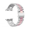 Стальний ремінець Stainless Steel Braslet 3 Beads на Apple Watch (42mm, 44mm, 45mm, 46mm, 49mm Silver-Pink)