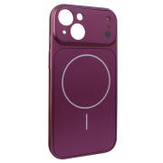 Чохол Nofelet AG Glass Case with MagSafe (iPhone 15, Dark Cherry)