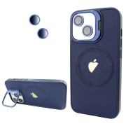Чохол Logo Case PU Stand Camera (iPhone 15, Dark Blue)