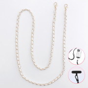 Leather Metal Crossbody Chain – White