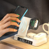 Безпровідна зарядка 4 в 1 30w A37 (iPhone + Apple Watch + AirPods) з нічником та будильником Black