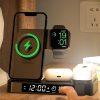 Безпровідна зарядка 4 в 1 30w A37 (iPhone + Apple Watch + AirPods) з нічником та будильником Black