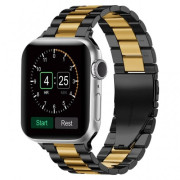 Стальний ремінець Stainless Steel Braslet 3 Beads на Apple Watch (38mm, 40mm, 41mm, [42mm Series 10/11], Black-Gold)