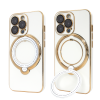 Чохол для iPhone 15 Pro Holder Glitter Shining Сase with MagSafe з підставкою та захисними лінзами на камеру White
