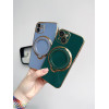 Чохол для iPhone 13 Pro Holder Glitter Shining Сase with MagSafe з підставкою та захисними лінзами на камеру Sierra Blue