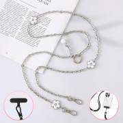 Metal Crossbody Chain – (White Flower - Silver)