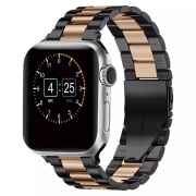 Стальний ремінець Stainless Bracelet 3 Beads (42/44/45/46/49mm, Black-Rose Gold)