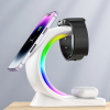 Безпровідна зарядка 3 в 1 T17 (iPhone + Apple Watch + AirPods) MagSafe RGB Light зі світильником White