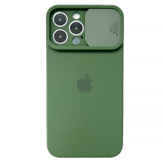 Чохол для iPhone 14 Silicone with Logo Hide Camera Dark Green