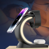 Безпровідна зарядка 3 в 1 T17 (iPhone + Apple Watch + AirPods) MagSafe RGB Light зі світильником White