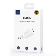 WiWU Charger 65W (USB-A+USB-C) Dual GaN Adapter – White