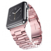 Стальний ремінець Stainless Steel Braslet 3 Beads на Apple Watch (38mm, 40mm, 41mm, [42mm Series 10/11], Rose Pink)