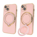 Чохол для iPhone 14 Holder Glitter Shining Сase with MagSafe з підставкою та захисними лінзами на камеру Pink