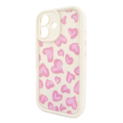 Чохол для iPhone 16 – Pretty Things "Pink Hearts – White"
