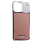 Чохол для iPhone 13/14 металевий Aluminium with Leather MagSafe, Brown