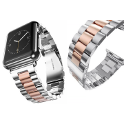 Стальний ремінець Stainless Steel Braslet 3 Beads на Apple Watch (42mm, 44mm, 45mm, 46mm, 49mm Silver - Rose Gold)