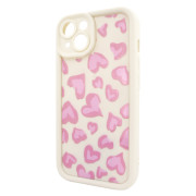 Чохол для iPhone 13 – Pretty Things "Pink Hearts – White"