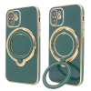 Чохол для iPhone 12 Holder Glitter Shining Сase with MagSafe з підставкою та захисними лінзами на камеру Green