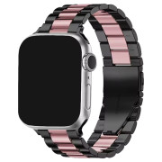 Стальний ремінець Stainless Steel Braslet 3 Beads на Apple Watch (42mm, 44mm, 45mm, 46mm, 49mm Black-Rose Pink)