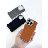 Чохол для iPhone 15 Metal Bumpers PU Leather Case with MagSafe - Gray