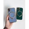 Чохол для iPhone 12 Pro Holder Glitter Shining Сase with MagSafe з підставкою та захисними лінзами на камеру Sierra Blue