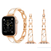 Ремінець для Apple Watch 42mm | 44mm | 45mm | 46mm | 49mm металевий Fashion Lady Band Rose Gold - White