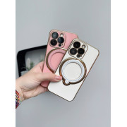 Чохол для iPhone 12 Holder Glitter Shining Сase with MagSafe з підставкою та захисними лінзами на камеру White