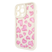 Чохол для iPhone 13 Pro – Pretty Things "Pink Hearts – White"