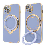 Чохол для iPhone 15 Holder Glitter Shining Сase with MagSafe з підставкою та захисними лінзами на камеру Sierra Blue